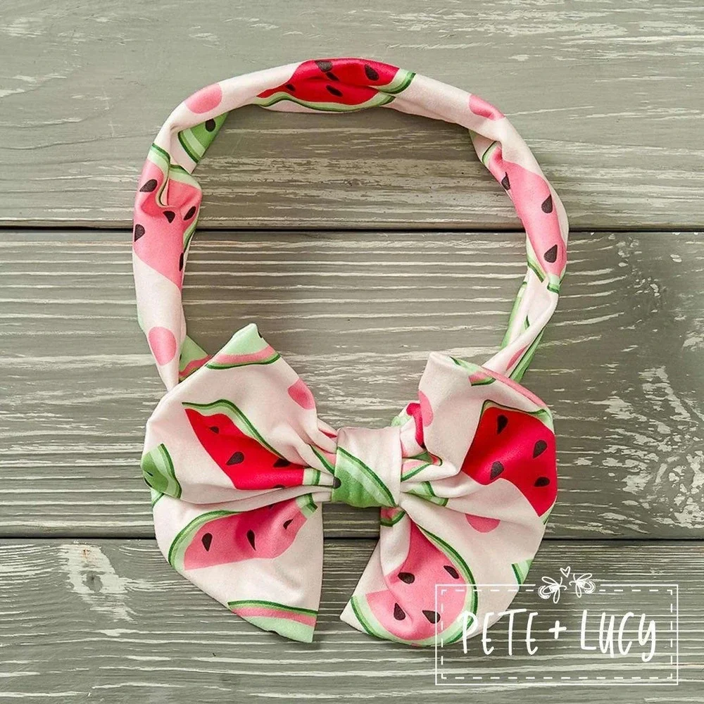 Pete + Lucy Baby Toddler Watermelon Headband Girl Bow Cute Summer NWT‎